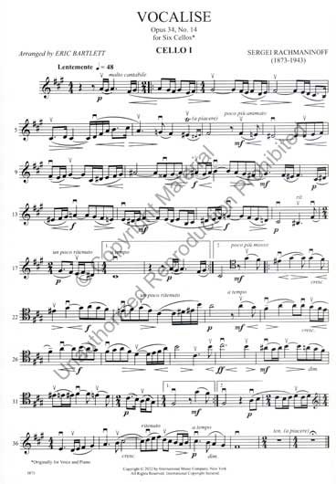 Rachmaninoff - Vocalise Op. 34, No. 14 for Six Cellos (INT)